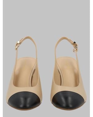MICHAEL Michael Kors Piper Flex Leather Slingback Pump Heels - Natural