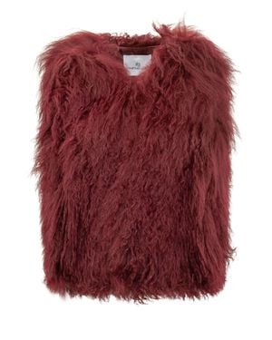 Martha Louis Shearling-Lined Fur Gilet With Sleek Front - Red