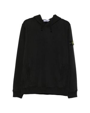 Stone Island Cotton Drawstring Hoodie With Front Kangaroo Pocket - Black