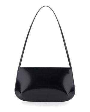 Faune Leather Mini Bra Zip-Top Shoulder Bag - Black