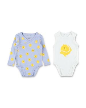 Stella McCartney Mini Two-Piece Tennis Ball Print Romper Set For Boys - Blue