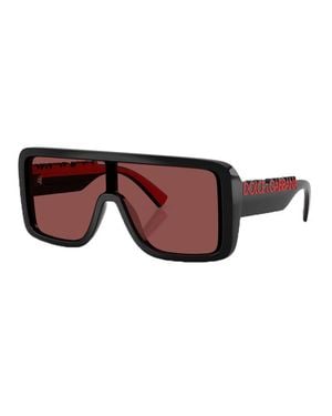 Dolce & Gabbana Shiny Finish Sunglasses With Tinted Lenses - Brown
