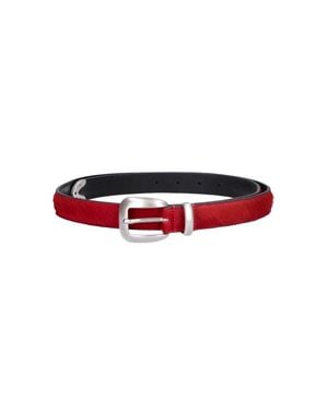 MOLEBO Leather Belt With Metal Buckle - Red