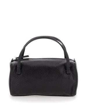 NOTHING WRITTEN Rectangular Leather Handbag With Zip Closure And Leather Handles, 30 X 20 X 10 Cm - Black