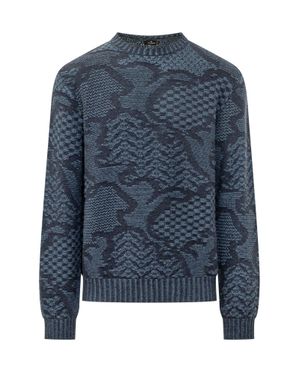 Etro Rome Knit Crewneck Sweater - Blue