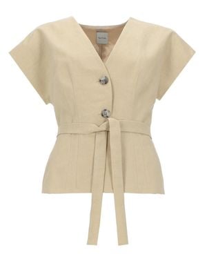 Paul Smith Solid V Neck Top - Natural