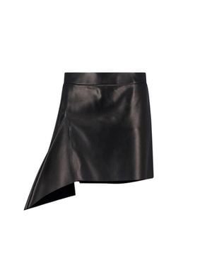 Givenchy Asymmetric Leather Mini Skirt - Black