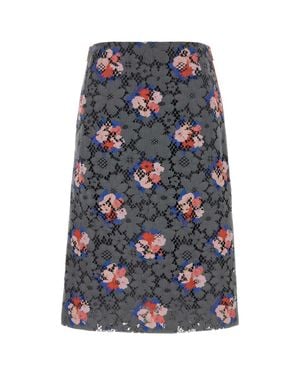 Fendi Printed Lace Skirt - Gray