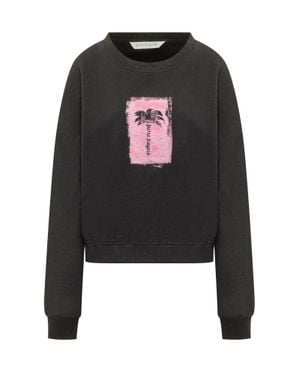 Palm Angels Palm Tree Brushed Crew Sweatshirt - Black