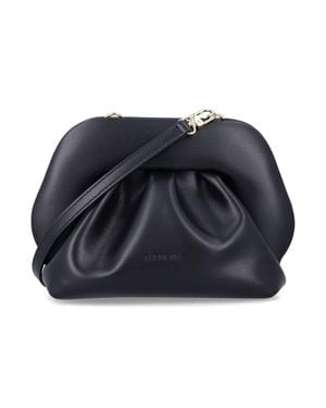 The Moire Pleated Crossbody Clutch Bag - Blue
