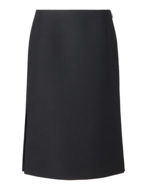Fendi Wool-Silk Lined Skirt With Side Slits And Side Zip - Blue