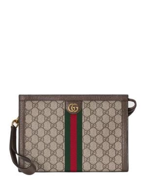 Gucci Mini Gg Supreme Canvas Bag With Wrist Strap And Card Slots - Gray