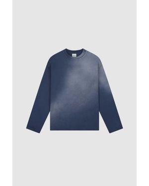 Arte' Stencil Sunfade Long Sleeve T-Shirt - Blue
