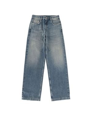 Rick Owens Front Button Jeans With Distressed Zip Closure - Blue