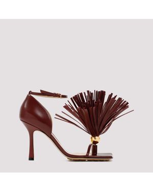 Bottega Veneta Leather Stretch Strap Heels - Brown