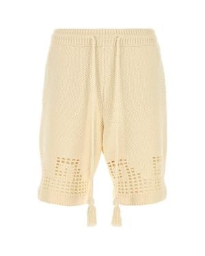 Alanui Cream Cotton Blend Bermuda Shorts - Natural