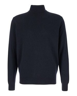 Le Plain Merino Wool & Silk Blend Turtleneck Sweater With Long Sleeves For - Blue