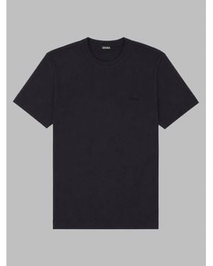 ZEGNA Minimalist Crew Neck Logo Cotton T-Shirt - Black