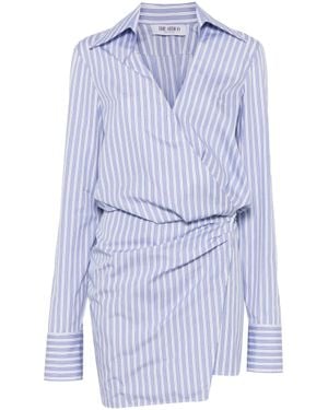The Attico Chic Off-Center Button Mini Dress - Blue