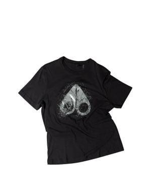 Moose Knuckles Soft Pima Cotton Slim Crewneck T-Shirt With Rib-Knit Collar & Logo Print - Black