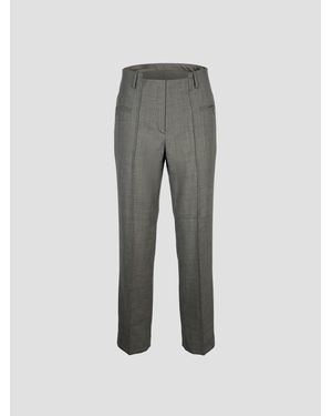 Ganni Wool-Blend Twisted Straight Suiting Pants - Gray