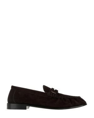 Saint Laurent Suede Loafers With-Tone Cassandre And Leather Sole - Black