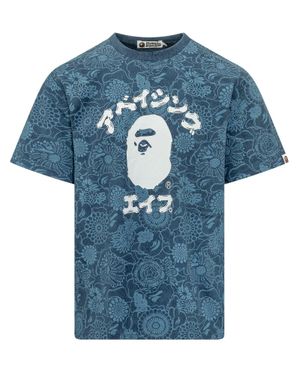 A Bathing Ape Stylish Graphic T-Shirt With Unique Design - Blue