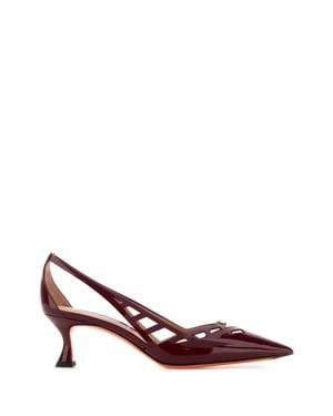 Santoni Burgundy Leather Stella Pumps - Pink