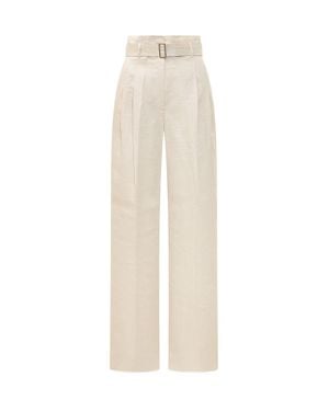 Max Mara High-Waisted Pants With Belt - White