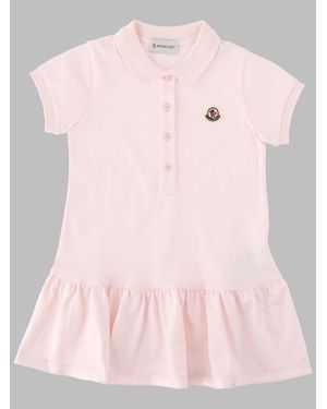 Moncler Girls' 100% Cotton Dress With Tiered Skirt - Pink