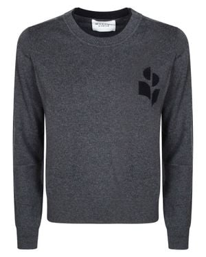 Isabel Marant Lanta-Gz Cotton-Wool Knit Cardigan - Gray