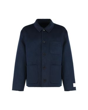 Calvin Klein Jacket Wool-Blend Recycled Wool Bomber - Blue
