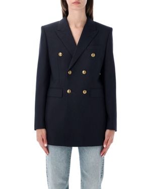 Saint Laurent Elegant Wool & Silk Jacket For - Blue
