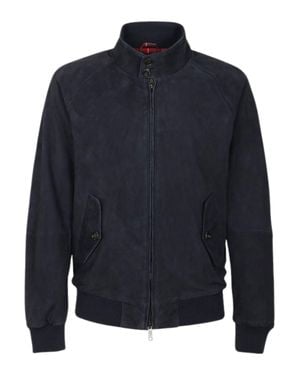 Baracuta Two-Way Zip Fastening Long Sleeve Band Collar Coat - Blue