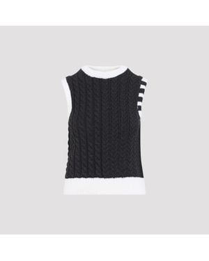 Thom Browne Aran Cable Wool Shell Top - Black