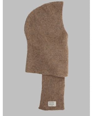 Maison Kitsuné Alpaca & Virgin Wool Blend Scarf With Stretch, Made - Natural