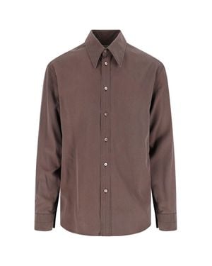 Lemaire Silk Button-Up Shirt - Brown