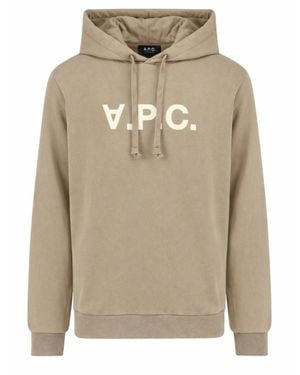 A.P.C. Khaki Logo Hood Sweatshirt - Natural