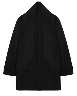 Dior Wool Overcoat With Scarf - Black