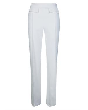 Elisabetta Franchi Double Stretch Crêpe Pants With Embroidered Logo - White