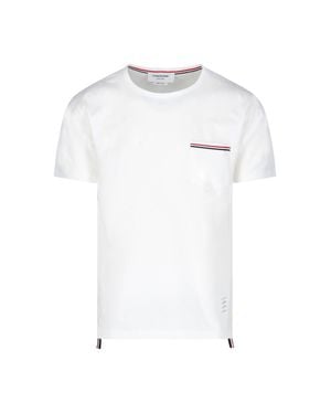 Thom Browne Jersey Rwb Stripe Pocket Tee - White