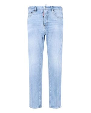 DSquared² Light Straight-Cut Denim Logo Jeans - Blue