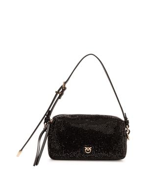Pinko Mini Tri-Compartment Shoulder Bag With Micro Appliqué Detailing - Black