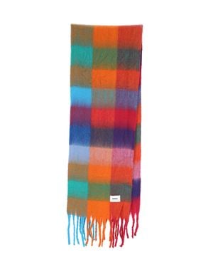 Bonsai Plaid Fringe Scarf - Red