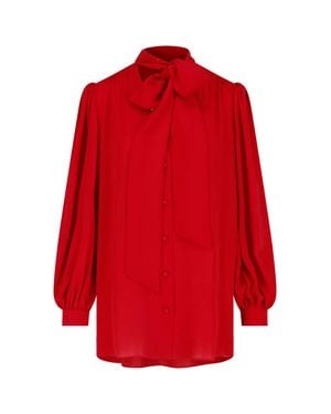 Valentino Luxury 100% Silk Button-Front Shirt For - Red