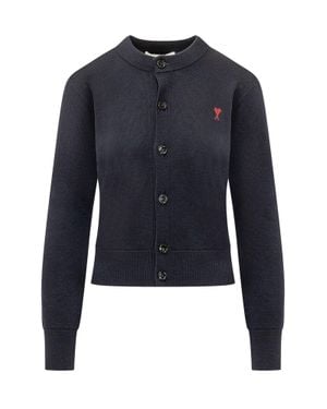 Ami Paris Crewneck Cardigan - Blue