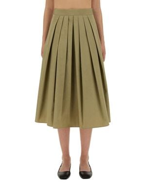 Aspesi Mid-Calf Wide Fit Cotton Skirt - Green
