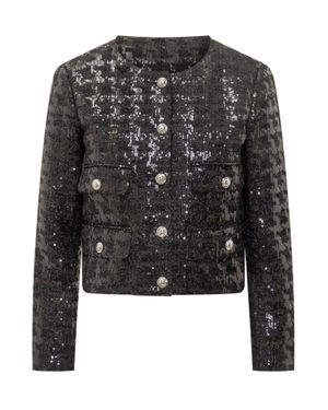 MICHAEL Michael Kors Tweed Blazer With Paintillettes - Black
