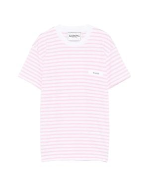 Iceberg Pastel Striped Logo T-Shirt - Pink