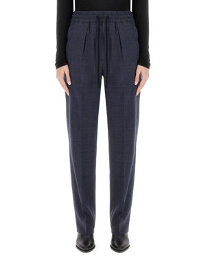 Isabel Marant Tailored Wool Blend Pants With Subtle Check Pattern - Blue
